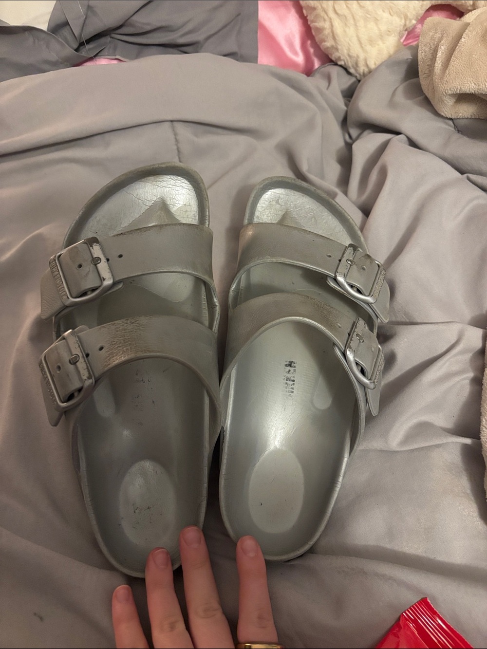 birkenstock silver sandals size 39